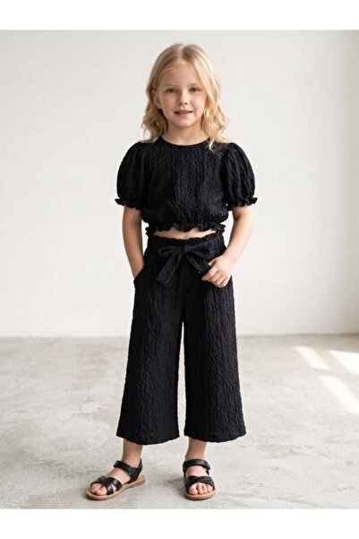 Zekids Djevojačka bluza i pantalone od seersucker tkanine, dvodelni set