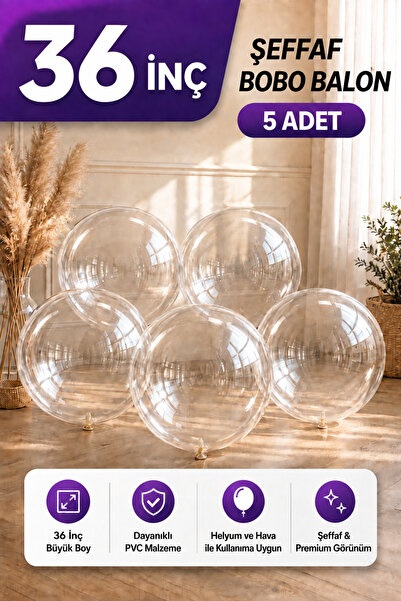 Organizasyon Pazarı 36 Inch Transparent Bobo Balloon 5 Pieces – Transparent P...
