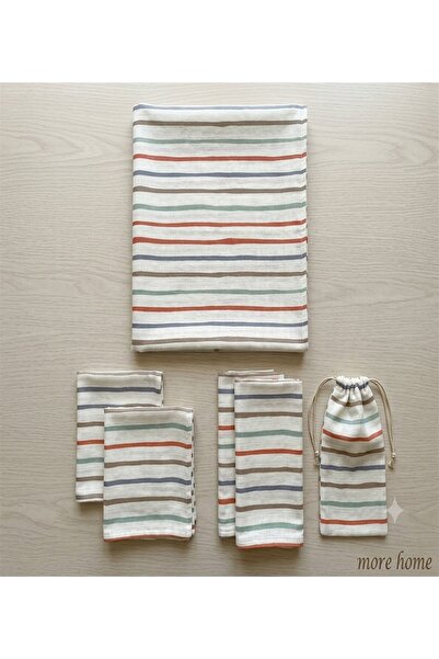 MORE HOME Muslin Cloth Blanket Set 6 Pieces with Line Pattern