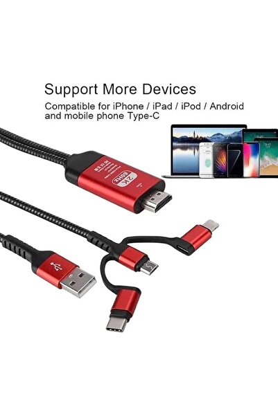 MAKINGTEC محول HDMI، كابل 3 في 1 بطول 2 متر من النوع C إلى HDMI وMHL، كابل صو...