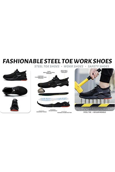 SLIMTA Safety Shoes for Men Women Steel Toe Boots Non-Slip Lightweight Breath...