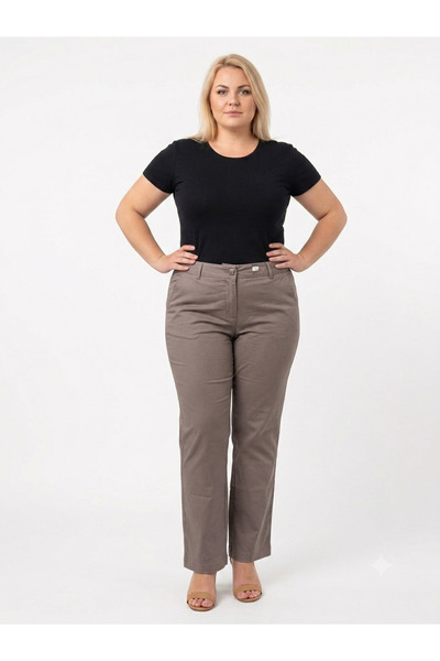 ENGIN Women's Plus Size Canvas Fabric Trousers