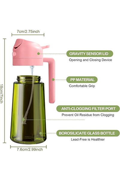 GENERAL YARRAMATE 470ml Light-Blocking Dark Oil Sprayer for Cooking, 2 in 1 O...