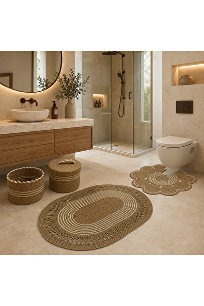 Jüt , Hasır ,banyo Paspas Takımı, Banyo Sepet Takımı, Klozet Takımı
