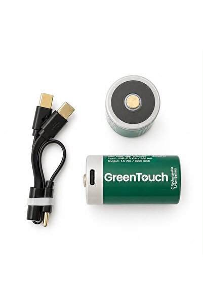 greentouch C USB-C Şarj Edilebilir Orta Boy Pil — 2'li