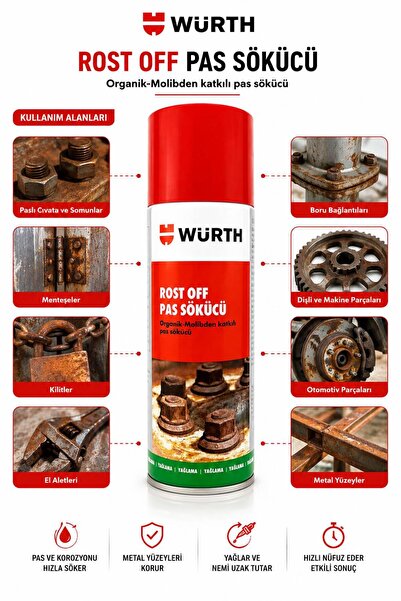 Genel Markalar Würth Yüksek Kaliteli Pas Sökücü Yağlayıcı Sprey-Rost Off 400ML