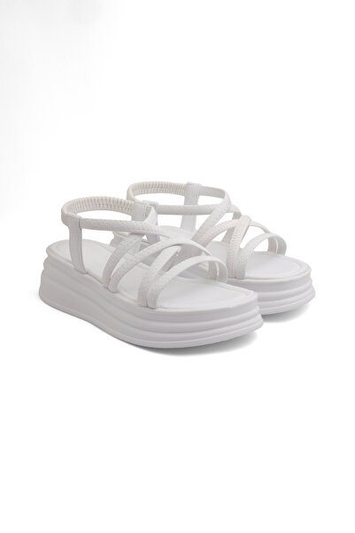 Mamito Ayakkabı Smh 312 Cross-Strap Detailed Elastic High-Heeled Sandals