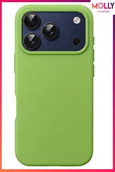 Molly iPhone 17 PRO MAX İçin Fıstık Yeşili Liquid İçi Kadife Mat Silikon Kılıf