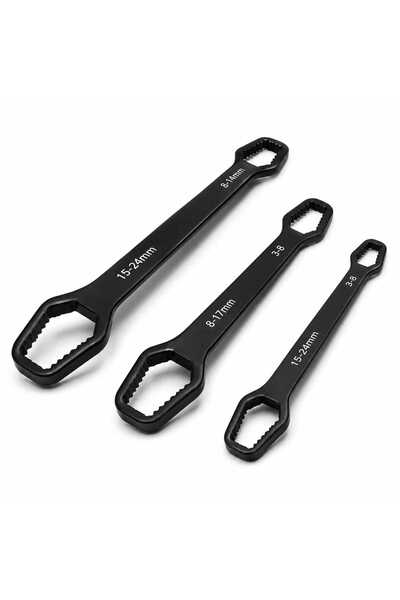 Nevara 3-Piece Double-Ended Universal Wrench Set with Adjustable Socket - Mul...