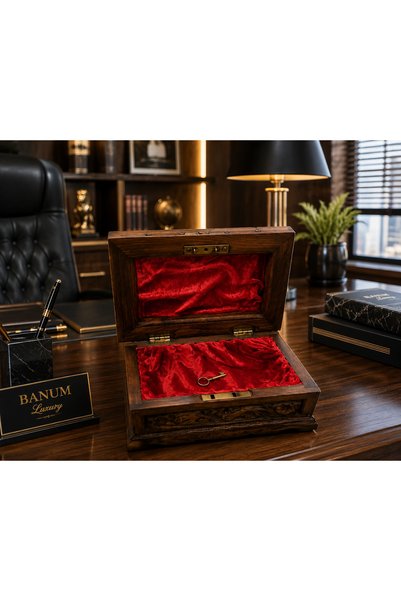 Banum Luxury Special Göknur Ağacı Stylish Design Multi-Purpose Large Size Jewelry Box with Key