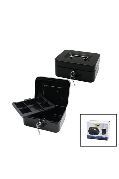 Generic Small Metal Money-Valuables Box with Key - 2 Layers = Single + 6 Comp...