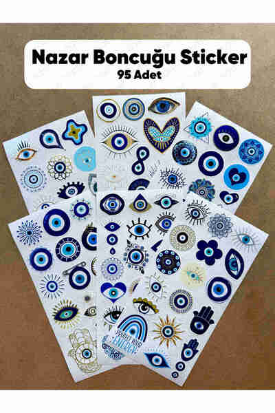 hdsticker 95 Adet Nazar Boncuğu Temalı Sticker Seti Bullet Journal Ajanda Def...