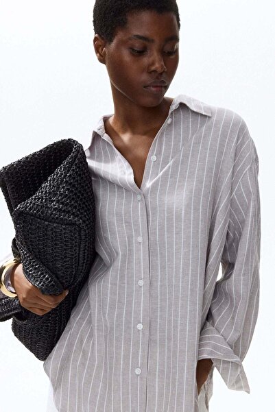 H&M Oversized linen-blend shirt