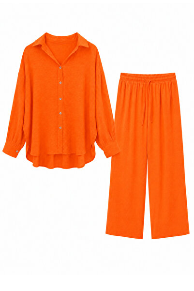 Sezgi Tekin Orange Shirt / Pants Tencel Set