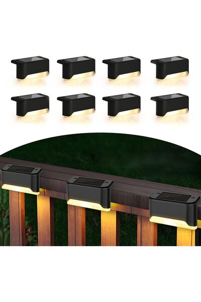 STARSTAR 8-Piece Solar LED Deck & Step Weatherproof Lighting Solution for Dec...