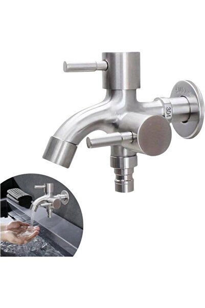 STARSTAR Universal stainless steel double faucet, outdoor faucet, mixer fauce...