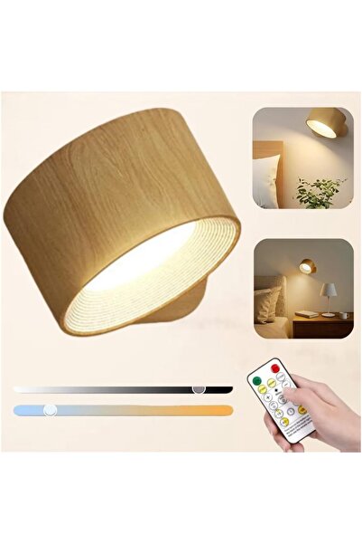 STARSTAR Wood Grain Rechargeable Magnetic LED Wall Light with Remote Control,...