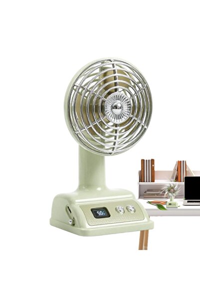 Morvena Picks Ventilator de birou retro, portabil, reîncărcabil prin USB, min...