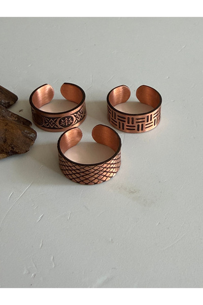 Rupen Kraft Adjustable 3-Piece Handmade Pure Copper Ring Combination Non-Allo...