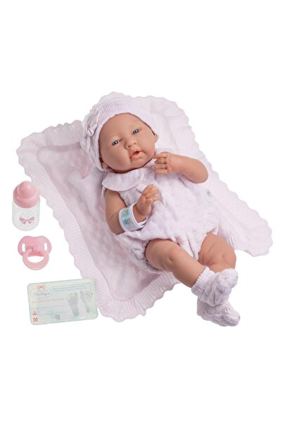 JC TOYS Berenguer Baby-Puppe in Rosa Strickstrampler mit Decke, Vinyl, Mädchen