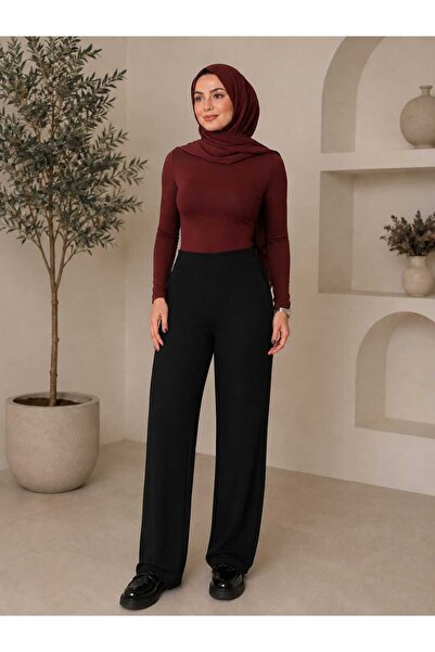 ŞIK VE MUTLU High Waist Modal Fabric Hijab Palazzo Pants