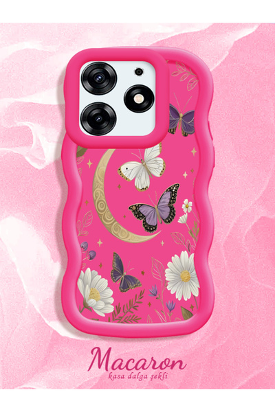 CHICASELUX Tecno Spark 10 Pro Compatible Wavy Frame Moon Butterfly and Flower...