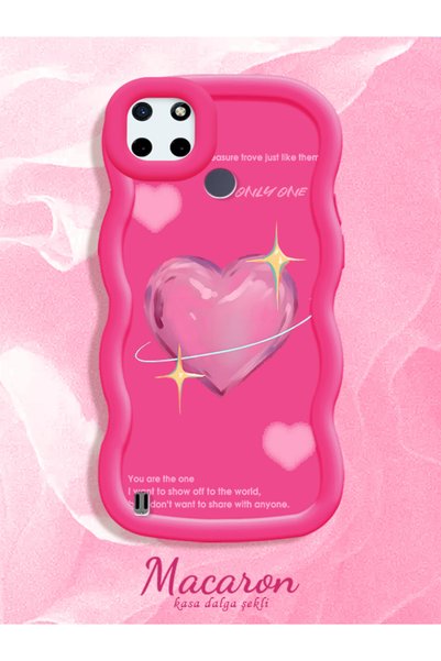 CHICASELUX Realme C21Y/C25Y Compatible Silicone Phone Case with Sweet Pink He...