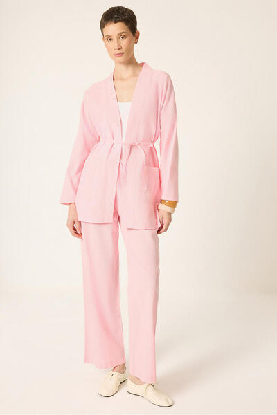 Touché Privé Linen Kimono Pants Set