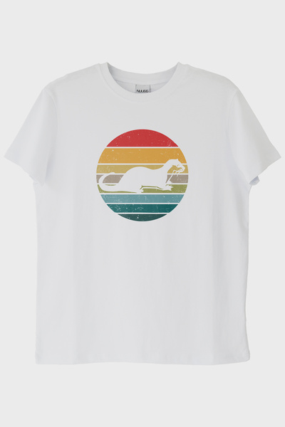 lofux Running Sesame Printed Retro Design White T-Shirt