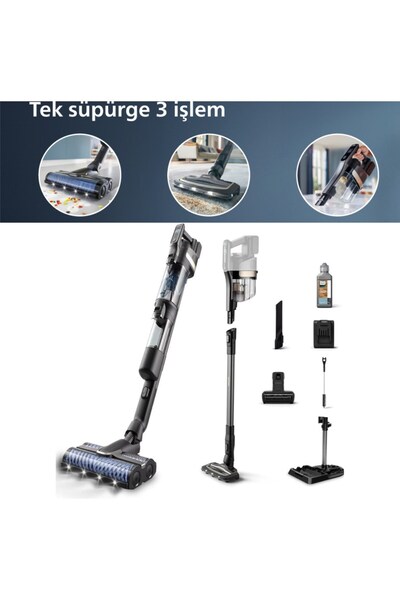 Philips Tek Süpürge 3 Işlem, Otomatik Temizlik, LED Işıklı Başlık (XW9463/11)...