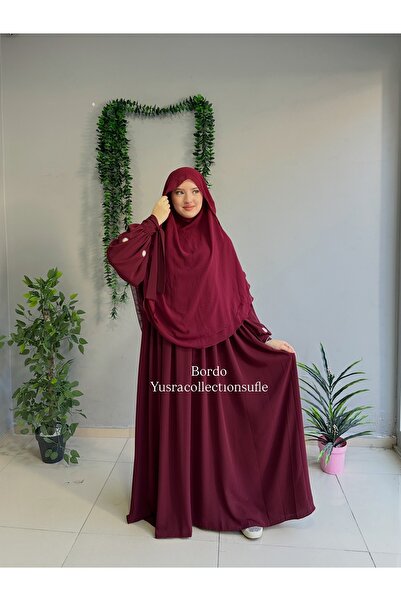 Yüsra Collection فستان ليزا مطرز من باباتيا مع سوفليه شفاف، طقم من قطعتين