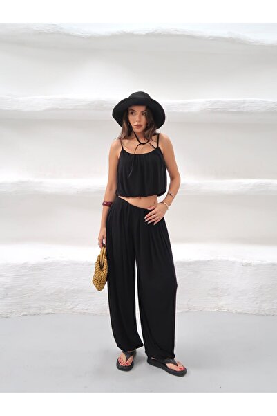 Paw Garage Women's Elodie Ribbed Crop Shalwar Set