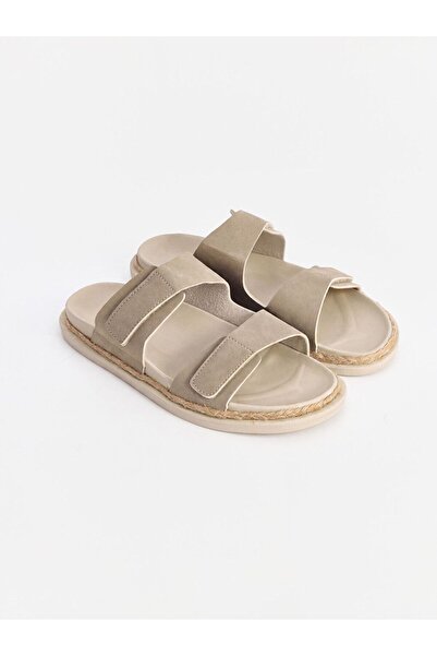 LC Waikiki Lcw Steps Beige Double-Strapped Boys' Velcro Closure Slippers