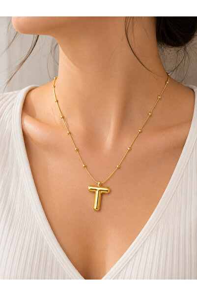 Bymiel Gold Balloon Letter t Necklace – 316L Stainless Steel Letter Necklace ...