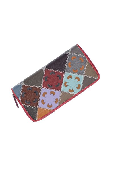 ButicCochet Portofel de damă, piele naturală, ButicCochet, 20x10x2 cm, Multic...