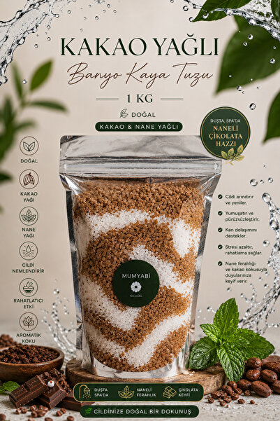 MUMYABİ Nane & Kakao Yağlı Fresh Banyo Tuzu – 1 Kg Doğal Spa Tuzu / Renkli & ...