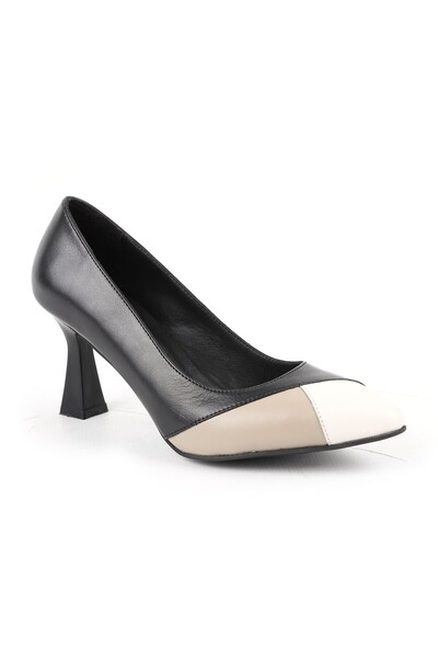 Libero Women's Classic Heeled Shoes Goblet Heeled Colorblock Matte Leather St...