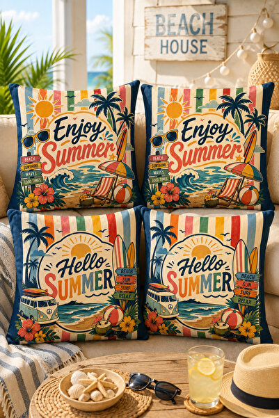 Hayal Dekoratif Summer Themed Summer Vibes Striped Digital Printed Energetic ...
