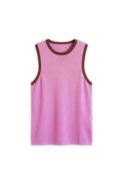 Qoolest Women's Contrast Piping Detailed Crew Neck Sleeveless Knitwear Blouse