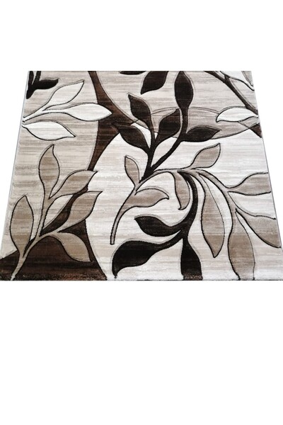 OEM Covor Imperial cu Frunze, Bej cu Maro, Relief, 150 x 230 cm