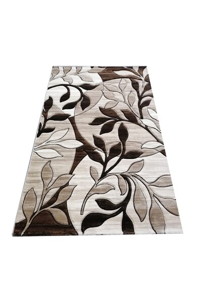 OEM Covor Imperial cu Frunze, Bej cu Maro, Relief, 150 x 230 cm