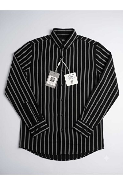 MODA ARPOL Erkek Çizgili Uzun Kollu Gömlek Rahat Kesim Klasik Yaka Casual