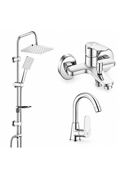 AR E.C.A Fast Kuğu Sink Faucet + Bathroom Faucet Tema 53242 Rain Carismo Show...
