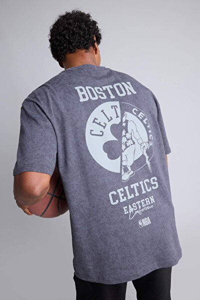 DeFacto Nba Licensed Boston Celtics Oversized Crew Neck Printed Short Sleeve ...