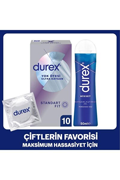 Durex Yok Ötesi Ultra Kaygan 10'lu Prezervatif + Kayganlaştırıcı Jel 50 ml Seti