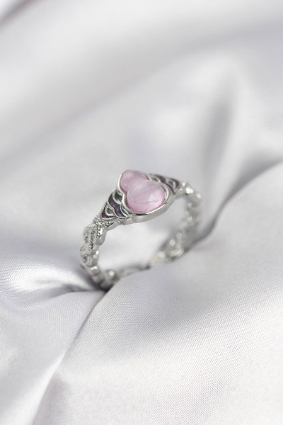 DMR Elegance Silver Color Pink Drop Model Women's Ring