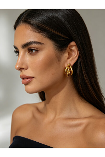 Noon Noora Stylish hoop stainless steel earrings, plated with 18K gold, Gift ...