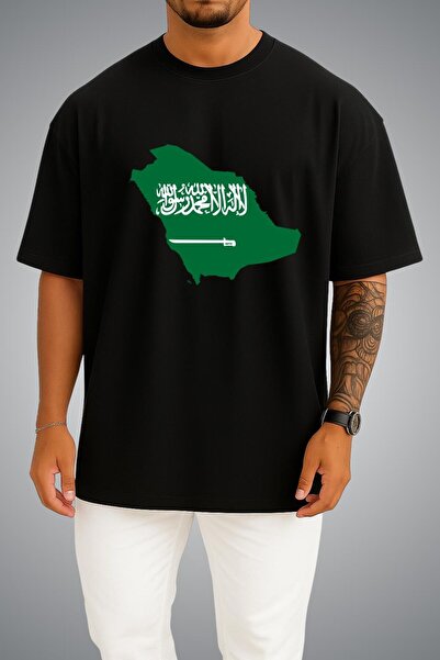 Bahriyeli Collection Tricou unisex supradimensionat cu steagul și harta Arabi...