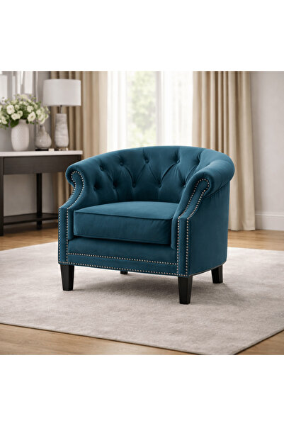 Roots Furniture كرسي مميز بلون أزرق بحري على الطراز اليوناني