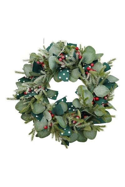 Rao Coronita de Craciun pentru Usa, Rosu-verde, 40 Cm, Pvc, Artificiala, Deco...